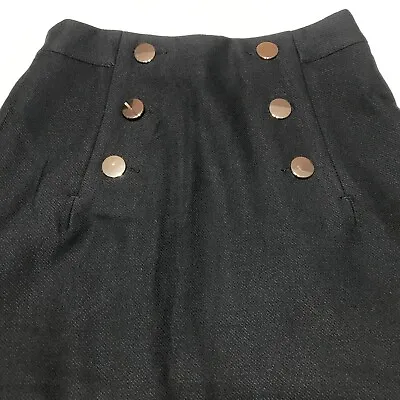 H&M Skirt Womens Size US 0 Sailor Style Button Front Black Straight Pencil  • £12.34