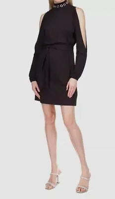 $125 Michael Kors Women's Black Mock-Neck Cold-Shoulder Mini Dress Size XL • $40.38