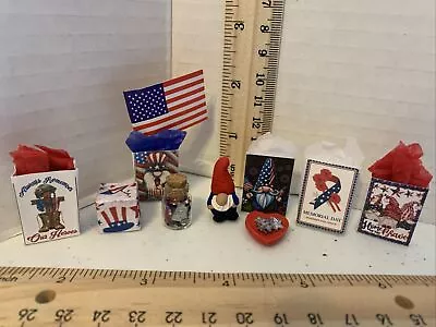 Dollhouse Miniature 1:12 Memorial Day Patriotic Theme Garden Gnome Lot Gift Bags • $6.99