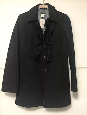 J Crew Womens 100% Wool Coat $280 NEW WITH TAGS Black Size 0 • $81