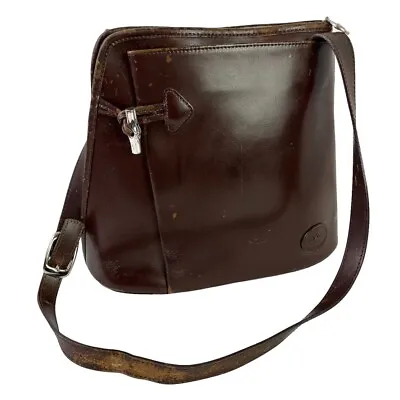 Longchamp 1948 Roseau Dark Brown Leather Vintage Toggle Shoulder Purse Bag • $27.59