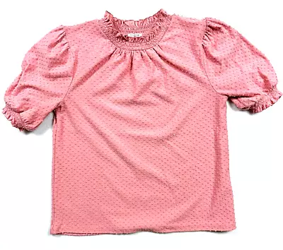 J CREW Top Womens Size S Dots Ruffle Sleeve Pink • $18