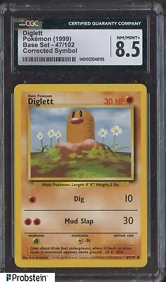 1999 Pokemon Base Set #47 Diglett Corrected Symbol CGC 8.5 NM-MT+ • $2.05