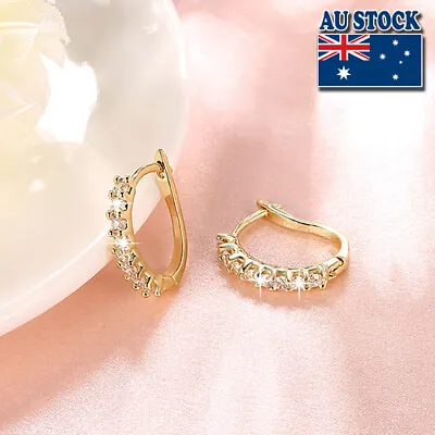 $8.89 • Buy  Wholesale 18K Gold Filled GF Huggie Hoop Earrings With Zircon CZ Crystal