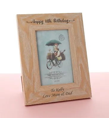 Personalised Engraved Wooden Photo Frame Birthday Gift 18th 21st 30th 40th • £9.98