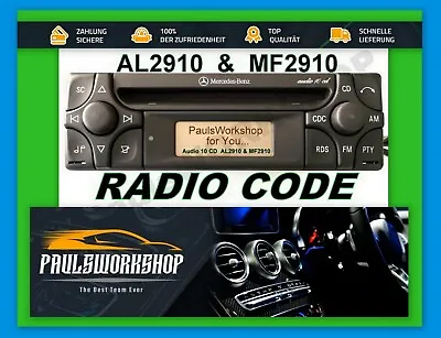 Mercedes Benz Radio Code 24H CD MF2910 AL2910 AL/MF2199 Becker Alpine • $4.27