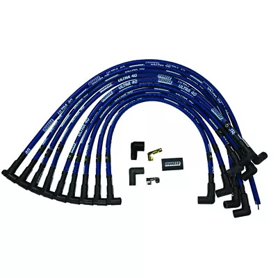 Moroso Plug Wire Set 73602; Ultra 40 8.65mm Sleeved Blue 90deg For SBC Over VC • $233.99