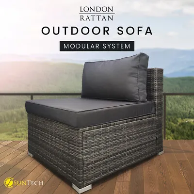 $144 • Buy 【EXTRA10%OFF】LONDON RATTAN Outdoor Sofa Lounge Wicker 1 Seater Furniture