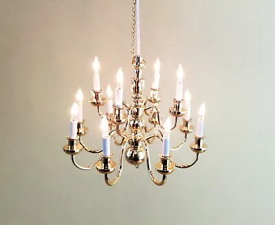 Dollhouse Miniature Hanging Chandelier Large 12 Arm Candle 12v 1:12 Or 1:6 GOLD • $112
