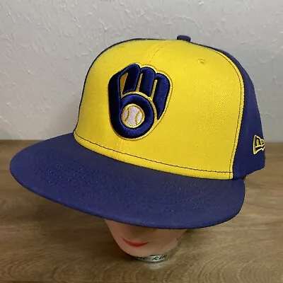 Milwaukee Brewers Hat Cap New Era 59Fifty Fitted Size 8 On Field Blue MLB Men’s • $21.75