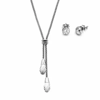 AURA LARIAT NECKLACE WITH MATCHING CRYSTAL Stud Earings SWAROVSKI RRP £80 New • £24.99