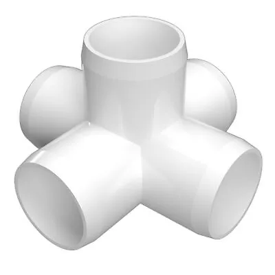 1  5-Way PVC Cross Fitting White (4-PK) FORMUFIT Furniture Grade Made In USA • $19.99