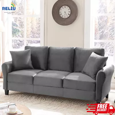 Large Velvet 3 Seater Sofa Modular Couch With 2 Pillows 78 IN Width Living Room • $615.99