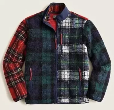 J Crew Men's Size XL Nordic Sherpa Tartan Fleece Full-Zip Jacket Mixed Plaid • $89.99