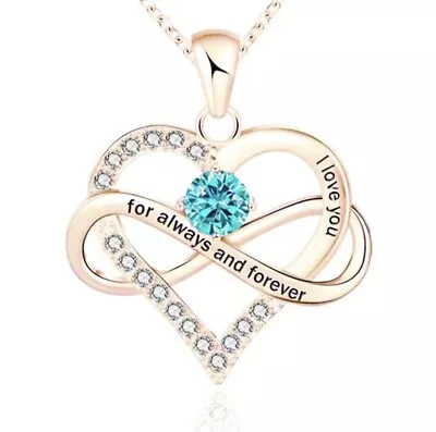 I Love You For Always And Forever Birthstone Necklace.18k Gold 925 Silver-Dec • £8.99