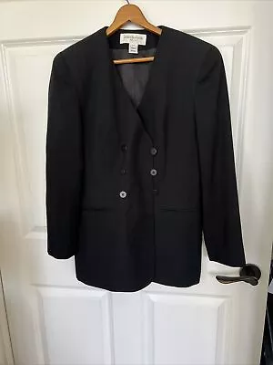 Jones New York Size 10P Double Breasted Blazer Jacket Black Vintage • $25.99