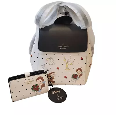 Kate Spade X Disney Beauty And The Beast Flap Backpack Wallet Cream Limited • $461.59