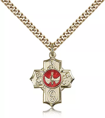 Gold Filled Four Way Cross Necklace For Men On 24 Chain - 30 Day Money Back ... • $139.75