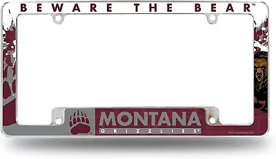 University Of Montana Grizzlies Hurricanes Metal License Plate Frame Chrome... • $24.79