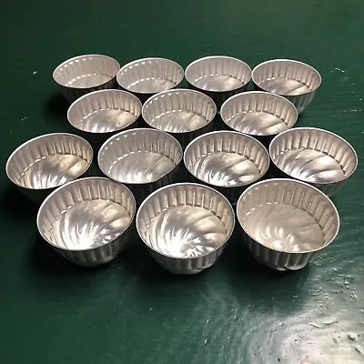 Set Of 14 Vintage Aluminum Baking Tins Swirl Top Custard Tart Molds • $13.99