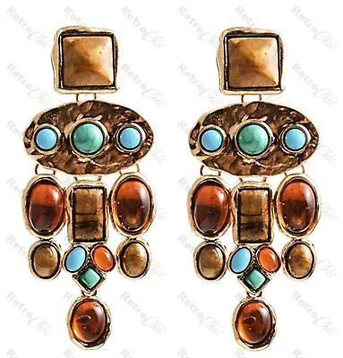 Big Statement Drop/Stud EARRINGS Gold Fashion STUDS Zara Style Boho Metal CHOOSE • £5.99