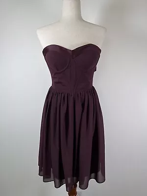 ERIN By Erin Fetherston Corset Dress Size 0 Strapless Deep Purple Sweetheart • $38