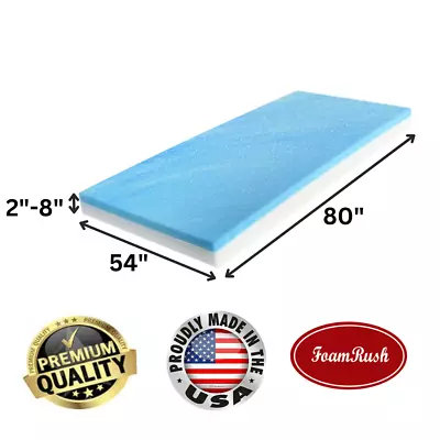 FoamRush 54  X 80  Full XL Bed Mattress Cool Gel Memory Foam RV Medium Firm USA • $251.99