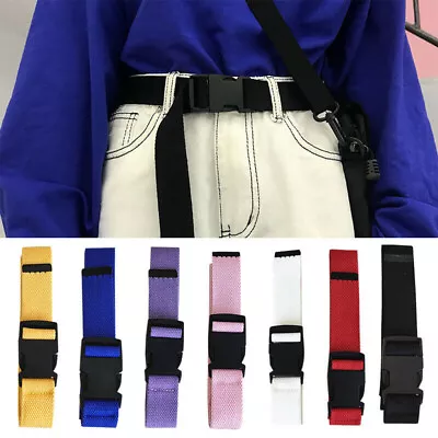 £5.67 • Buy Vintage Nylon Canvas Waist Plastic Belt Buckle Adjustable Unisex 8 Colours UK