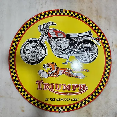 Triumph 30 Inches Round Enamel Sign • $100