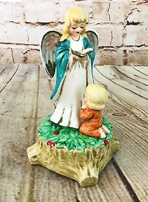 Vtg Music Box Angel Praying Child Porcelain Japan Made Rotating - Silent Night  • $4.88