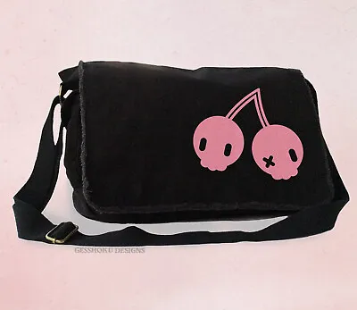 £48.13 • Buy Cherry Skulls Messenger Bag - Pastel Goth Kawaii Grunge Emo Scene Cherries Emoji
