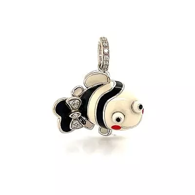 Aaron Basha Diamond 18k White Gold Enamel Clown Fish Charm Pendant • $2950