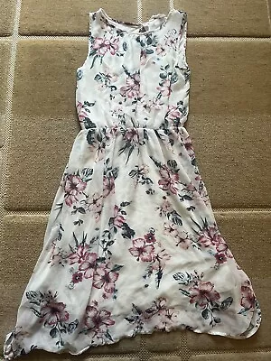 Girls H&M White Floaty Flower Pretty Dress Age 14+ 14-15 Wedding Occasion Dress  • £1.70