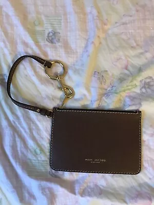 $62.99 • Buy Marc Jacobs Brown Gold Print Multi Logo Zip Compact Held Purse Large Wallet