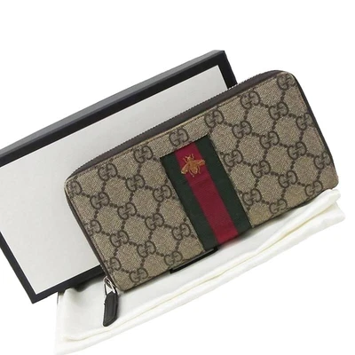 $262.99 • Buy GUCCI Web GG Supreme Canvas Zip Around Wallet Long Wallet 408831 Authentic
