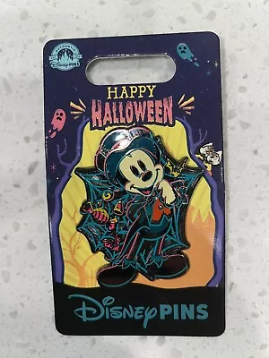 Disney Parks 2023 Happy Halloween Mickey Mouse Spider Web Pin New With Card • $12