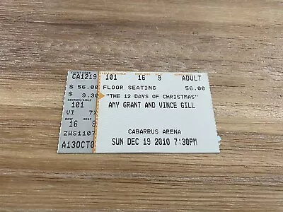 Amy Grant & Vince Gill Concert Ticket 12/19/2010 The Eagles Music • $8