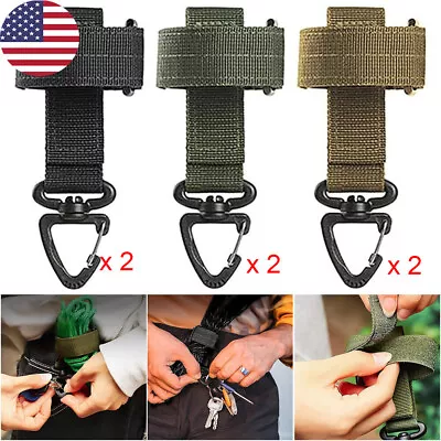 2pcs Tactical Molle Belt Carabiner Key Holder Bag Hook Webbing Buckle Strap Clip • $9.79