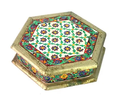 Indian Jewelry Wooden Velvet Fitted Meenakari Work Box Collectible I71-531 • $51.75