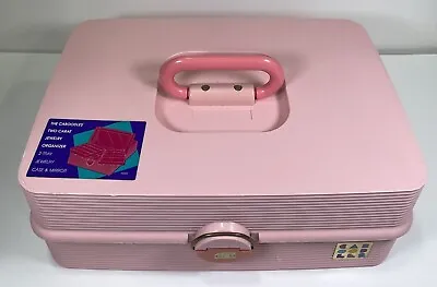 $33.95 • Buy EUC Vintage Caboodles Pink Two Carat Jewelry Organizer Craft Case 2 Tray