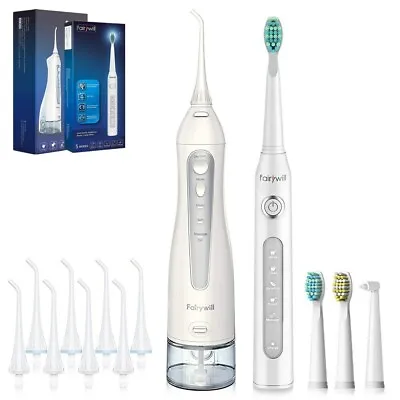 Fairywill Water Flosser & Sonic Electric Toothbrush 5 Modes Rechargeable Clean • $39.99
