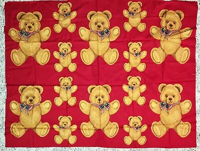 $14.95 • Buy Vintage HALLMARK Cards Fabric ~~Christmas Teddy Bear Print~~ Wamsutta  34.5 X44 