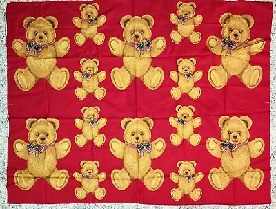 Vintage HALLMARK Cards Fabric ~~Christmas Teddy Bear Print~~ Wamsutta  34.5 X44  • $14.95