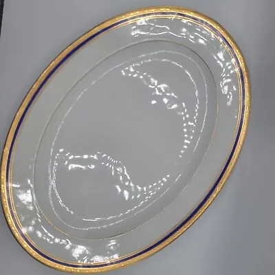 France Depose C.Ahrenfeldt Cobalt Blue And Gold Rim Serving Platter 12  • $42