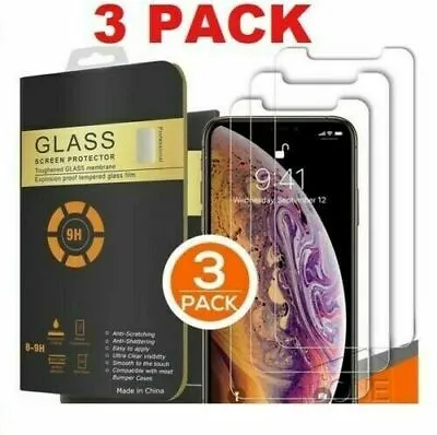 3-Pack For IPhone 11 Pro 8  Plus Xs Max XR 12 14 Tempered GLASS Screen Protector • $2.99