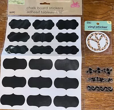 18 Pc. Chalkboard Stickers Vinyl Peace Sticker W/Hands & Silicone Strips ~ NEW • $3.20