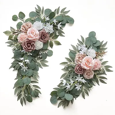 Artificial Dusty Rose Flowers Swag Set Of 2 For Wedding Welcome Signs Floral ... • $69.44