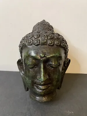 Buddha Bust Head Buddhism Meditation Jade Green Detailed Bronze? Home Decor • $32.99