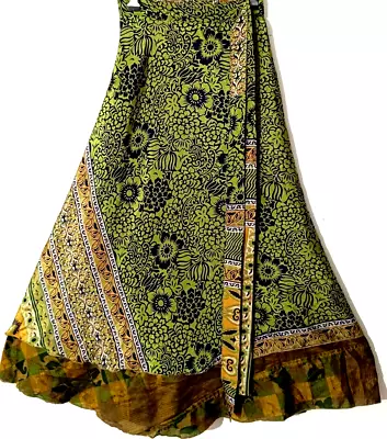 Incredible-art Women's Indian Sari Wrap Skirt Handmade Reversible Vintage Hippie • $32.35