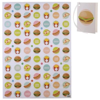 £1.95 • Buy Burger Fast Food Design Gift Wrapping Paper Sheet & Tag Quality Male Female Kids